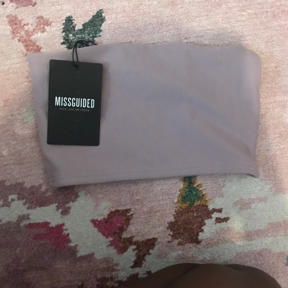 Strapless top w. matching thigh split fitted skirt